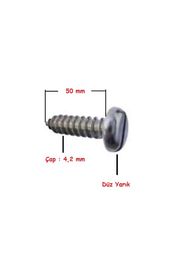 Silindir Baş Saç Vidası 4,2x50 Düz Yarıklı 100 Adet 4.2 x 50