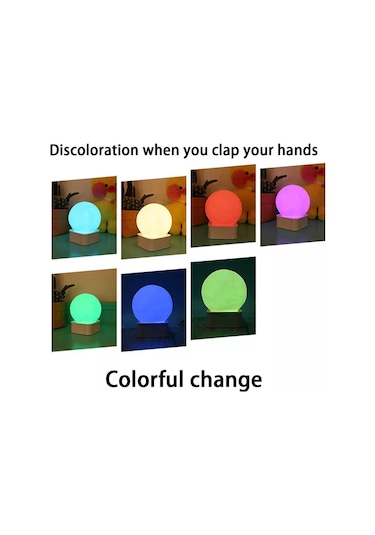 Sese Ve Dokunmaya Duyarlı Silikon Dolunay Gece Lambası Renkli N11.1205 Çok Renkli
