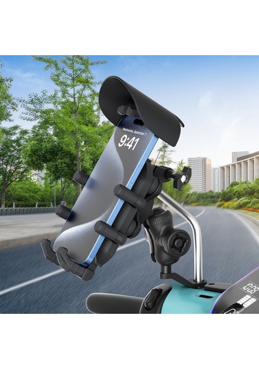 Neevoyu Motosiklet Telefon Tutucu, Yansıta Montajlı, Şok Emici, Hırsızlığa Dayanıklı, 69-93mm Genişlik Aralığı, Siyah, Pa6+gf+silikon Malzeme Siyah