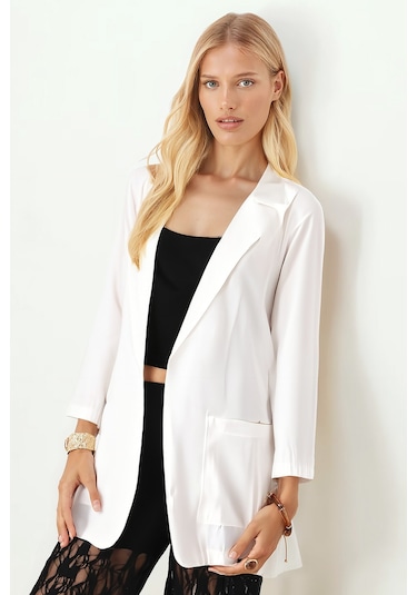 Armonika Kadın Krem Cepli Oversize Ceket Arm-26k001005