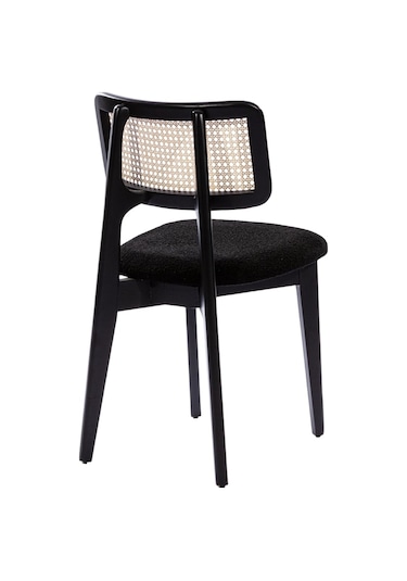 Zeus Hazeranlı Hasırlı Model Ahşap Bohem Sandalye Siyah - Siyah