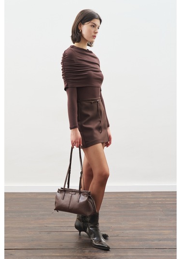 Büzgü Detaylı Bluz Acı Kahve Acı Kahve