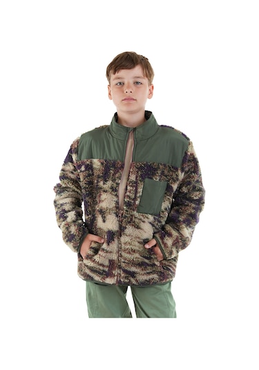 Denokids Haki Erkek Çocuk Peluş Mont Renkli