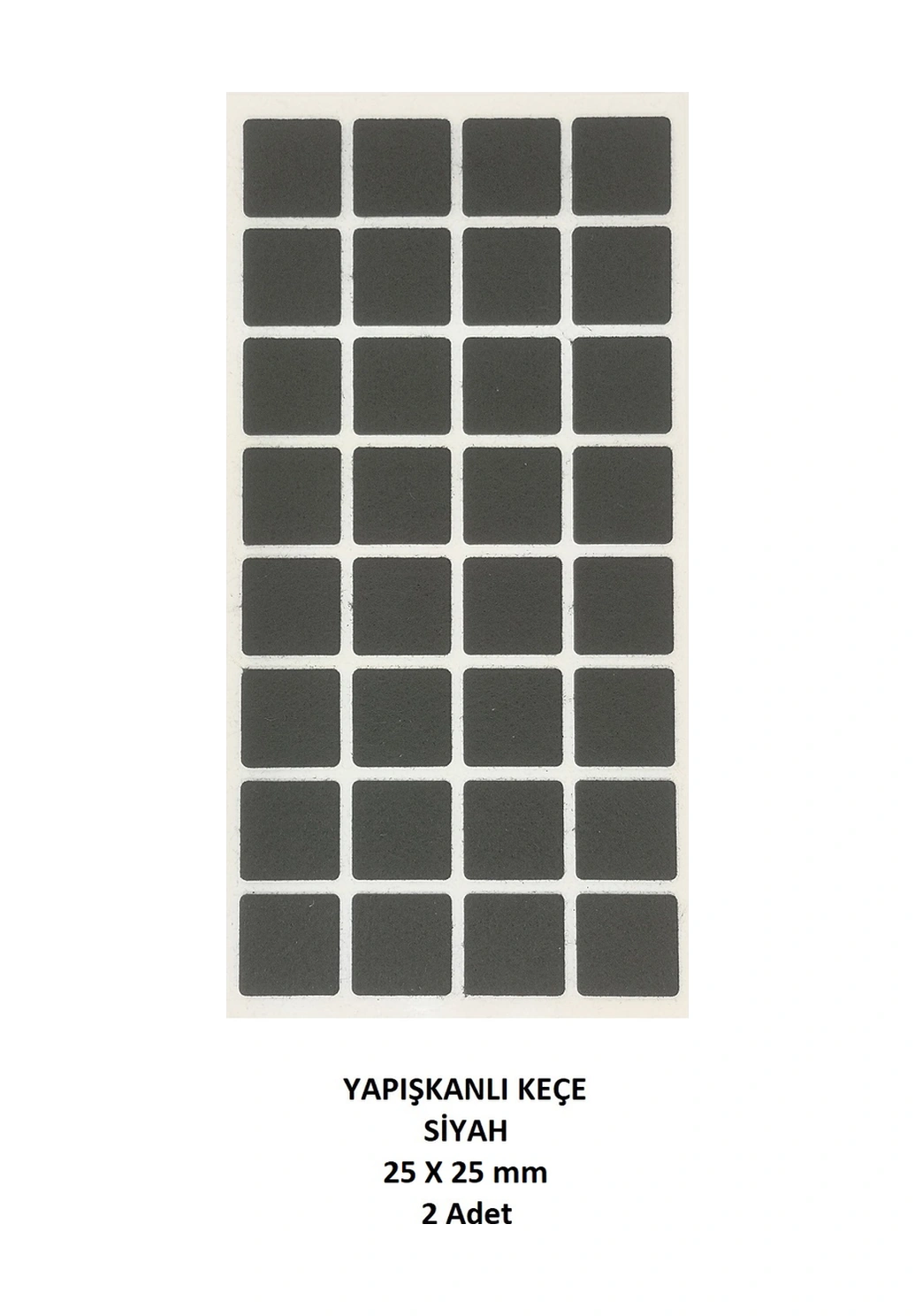 Zemin Koruyucu 25 X 25 Mm Siyah Keçe, Ses Ve Çizik Önleyici Siyah Mobilya Keçesi 2 Adet Siyah