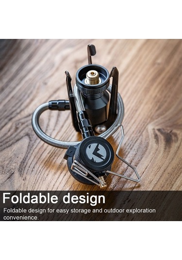 Ebitda Katlanabilir Alüminyum Gaz Ocak Adaptörü, Üçayak Braket, Uzatma Hortumu, Kamp Pişirme Aksesuarı, Siyah Siyah