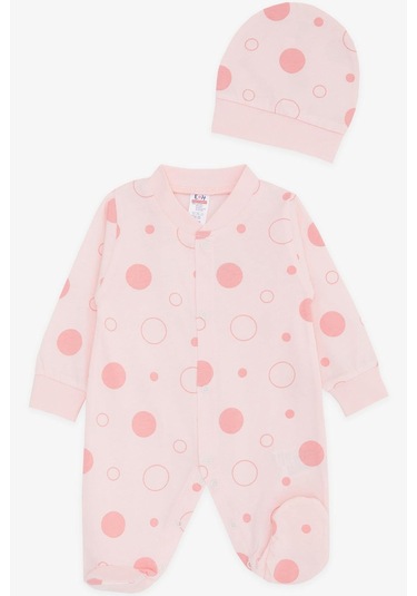 Breeze Kız Bebek Patikli Tulum Puan Desenli 0-3 Ay-6 Ay, Pudra-Pudra