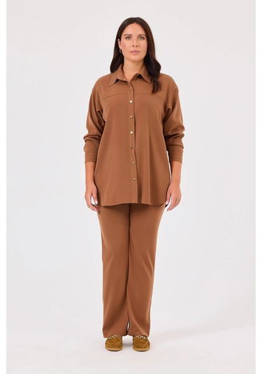 Galaxi Kadın Büyük Beden Bağcıklı Pantolon 4023 Camel Camel