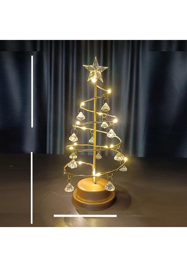Teltree Kristal Tasarım Noel Ağaç Lambası - Odalar İçin 26 Cm Dekoratif Gece Lambası, Sıcak Işık Ve Festivite Vurgusu, Renkli Kutu İle Paketli Diğer