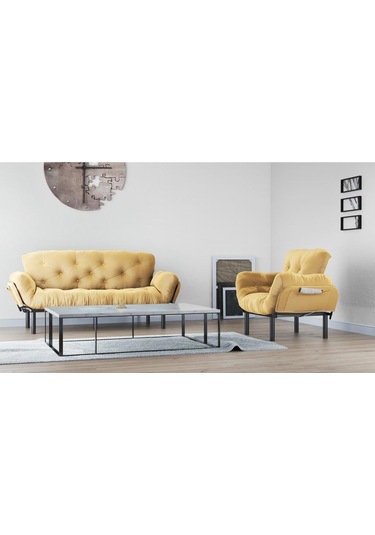 Pafu Nitta Yataklı Koltuk 3+1 Hardal