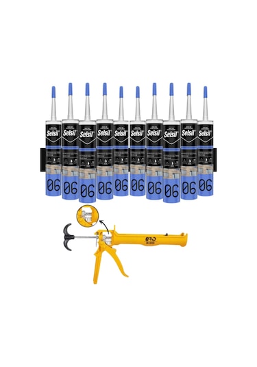 Selsil Nötr Cephe Silikonu 300 Ml Siyah 10 Adet ,alüminyum Tabanca Siyah