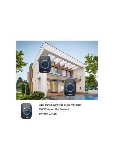 Cacazı Ledli 60 Melodi Kablosuz Kapı Zili + Koruyucu Kapak