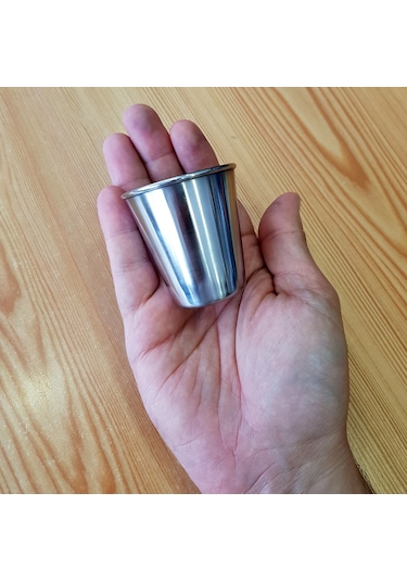 4 Adet Çelik Shot Kahve Kamp Bardağı Df37 Gri