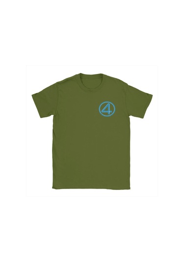 Mınıso Fantastik Dört Çizgi Roman Erkek Kısa Kollu Pamuklu T-shirtordu Yeşil Ordu Yeşil