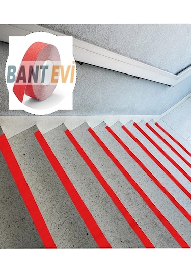 Kırmızı Merdiven Kaydırmaz Bant 2.5cmx25metre Ince Kırmızı Kaymaz