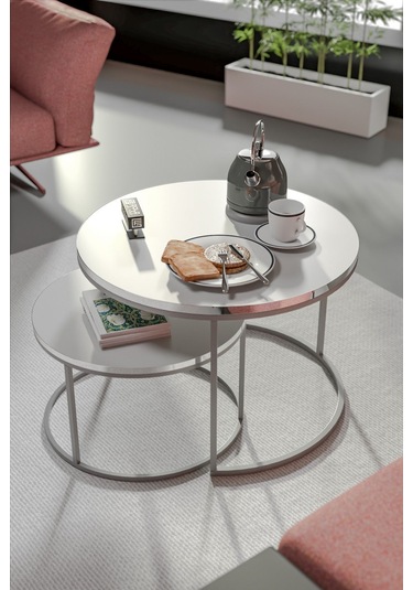 Orta Sehpa Ikili Lüx Specıal Gümüş Beyaz