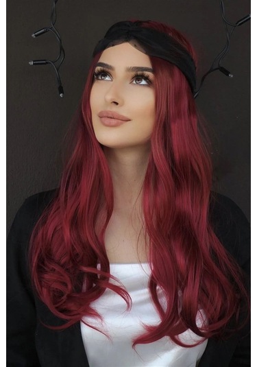 Caş Dekorasyon Isıya Dayanıklı Yarımay Çıt Çıt Saç - 39 - Şarap Kızıl - Dalgalı - 60 Cm - 110 Gr