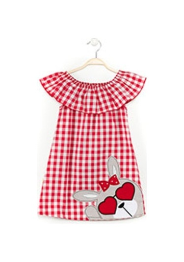 Denokids Kalp Gözlüklü Elbise Kırmızı