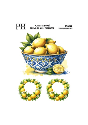Polyesterhobi Premium Sulu Transfer 25x35 Cm Limon Desenli Ps 206