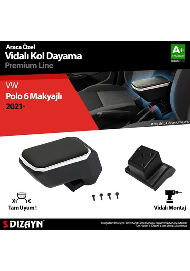 S-dizayn Vw Polo 6 Makyajlı Kol Dayama Kolçak Abs Vidalı Gri 2021 Üzeri A+ Kalite