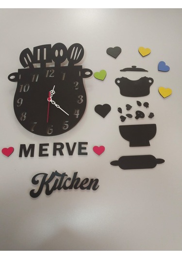 Mutfak Duvar Saati / Süsü Şık Hediye Kişiye Özel İsim
