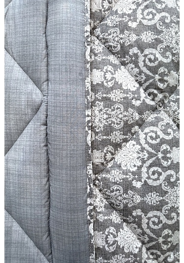 Lux Uyku Seti-tek Kişilik-lastikli Çarşaflı 2yastık Kılıflı-özel Çantada Modern Damask Gri