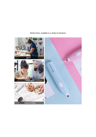 Yifomall Öğrenci Elektronik Ofis Seti: Otomatik Kalem Kesici, Silgi Ve Masa Süpürgesi - Pembe Plastik