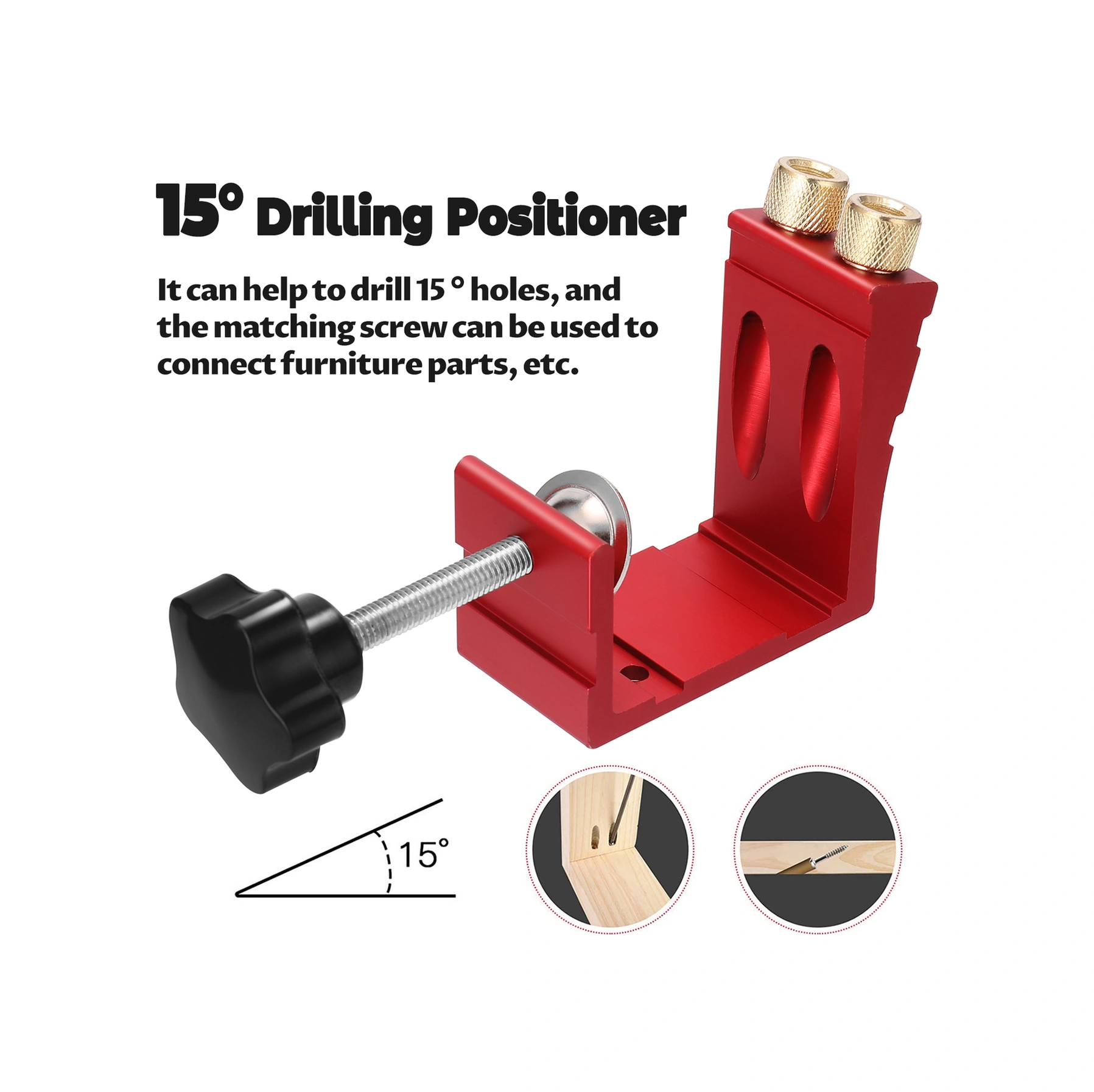 Folinda Ahşap İşçiliği İçin 15 Eğik Delik Konumlandırıcı - Ahşap Ürünlerde Sabit Konumlandırma Ve Delme Aracı Mavi