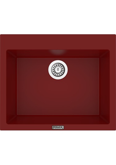 Polex Cristalüx Granit Evye P-X60 Bordo Tezgah Altı Ve Tezgah Üstü Kare Mutfak Evyesi 60x50 CM