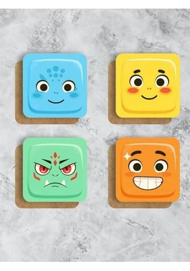 Ahşap Baskılı Pokemon Temalı 4'lü Bardak Altlığı Seti 9x9 Cm 1