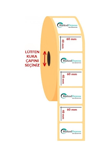 60x40 Termal Barkod Etiketi 1000 Sarım X 10 Rulo