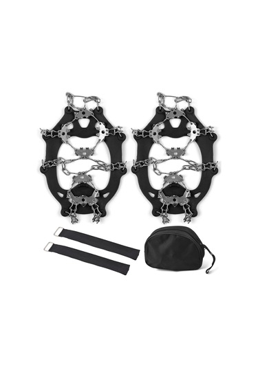 Wezone Paslanmaz Çelik Buz Tırnağı - Kar Buz Kaydırmaz Ayakkabı Aksesuarı Siyah