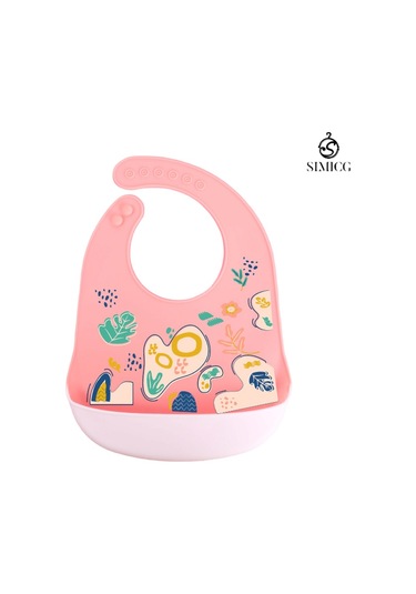 Pembe Renk Sanatsal Bitki Desenli Silikon Önlük