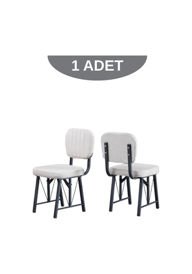 Elfin Mutfak Sandalyesi Yemek Odası Bahçe Balkon Otel Restoran Kafe Sandalyesi - 1 Adet - Krem Krem