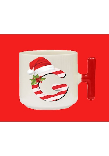 Yeni Yıla Özel G Harfli Isimli Basılı T Kulplu Latte Kupa