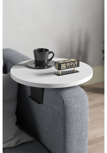 Goldfalez Ayarlanabilir Tepsi Dekoratif Modern Tepsi Yan Sehpa Beyaz