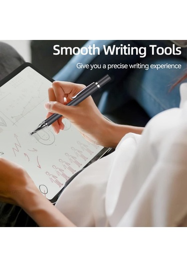Beyaz 2 İn 1 Stylus Kalem Tablet Mobil Android İos Uyumlu  Telefon İpad Xiaomi Samsung Evrensel Dokunmatik Kalem Çizim Kalem Aksesuarları