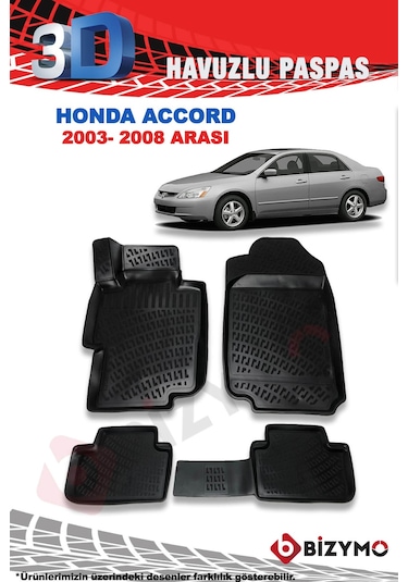 Honda Accord 2003-2008 3D Havuzlu Paspas Takımı Bizymo