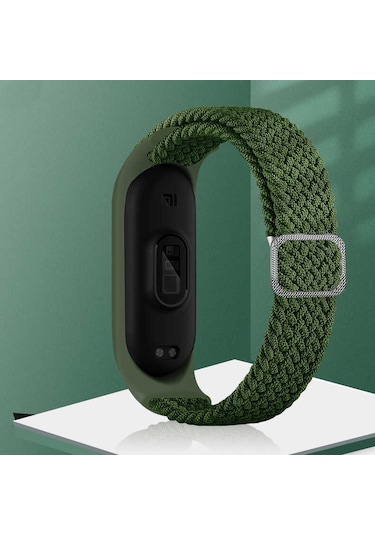 Xiaomi Mi Band 6 Uyumlu Krd-49 Örgü Zore Kordon-colorful Green