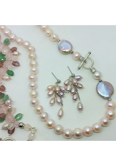 2780 Pembe Doğal Arpa İnci Çelik Aparatlı El Yapımı Küpe Açık Pembe