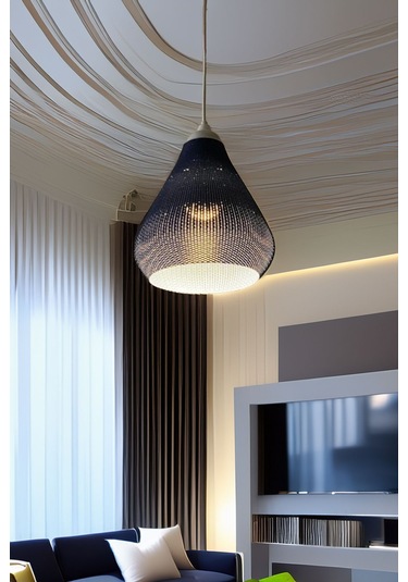 Sarkıt Avize Vegan Pla Trend Örgü Serisi Siyah Oturma Odası Salon Mutfak Çok Renkli