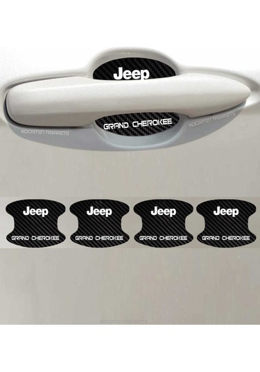 Jeep Grand Cherokee Kapı İçi Çukur Bölgeleri İçin Karbon Desenli Çizik Koruma Folyo Takımı Grand Cherokee Yazılı 4 Adet