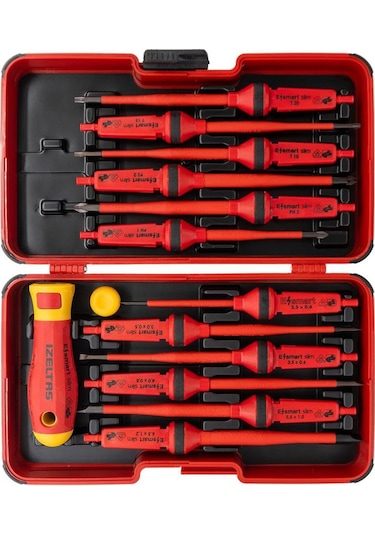 İzeltaş 1400 İzoleli 1000 V Elektro Slim Tornavida Seti 14 Parça - 14000005342