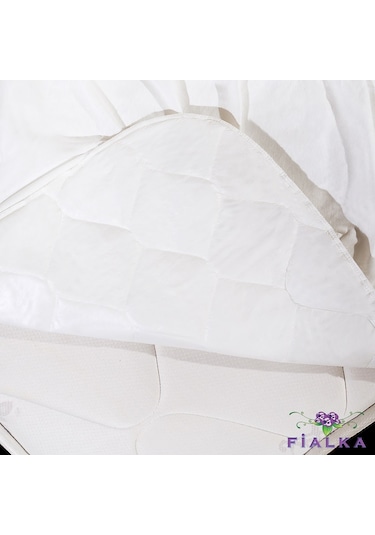 Fialka Alez Kapitoneli Fitted Lastikli Sıvı Geçirmez 200X200 King Beyaz