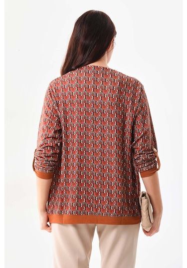 Sistas Kadın Desenli Kol Detaylı Ceket 23959 Camel
