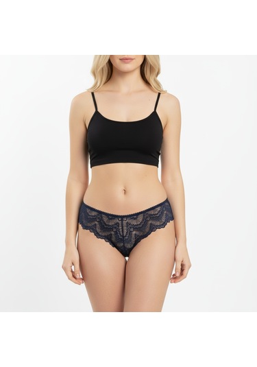 Kadın Dantelli Slip Külot Bb2045 Siyah