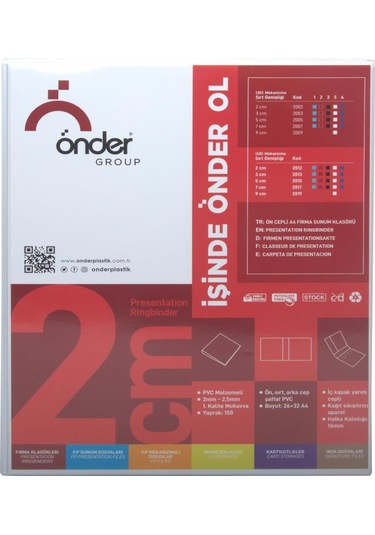 Önder 2 Halkalı Klasör Pvc Cepli 2 Cm - Beyaz Beyaz