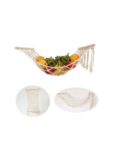 Xindoker Punch-free Ahşap Ve Pamuk Mutfak Sepeti - Havlu Dokulu Sebze-meyve Askısı, Havalandırıcı, Yer Tasarrufu, Yıkama Eliyelir Bej