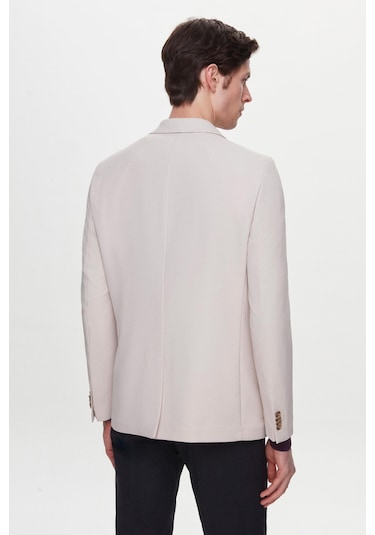 Twn Slim Fit Bej Armürlü Uçan Blazer Kumaş Ceket 4ef04zb024092 Bej