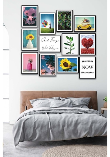 No77decor 12 Parça Modern Tarzda Sanatsal Mdf Tablo Seti