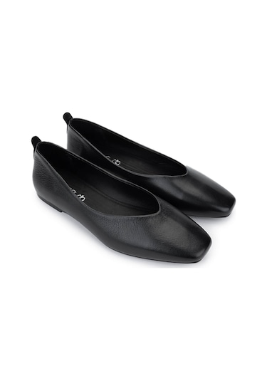 Tamer Tanca Kadın Hakiki Deri Siyah Deri Babet Ayakkabı 1073 004 Bn Ayk Y25 Sıyah Dr Siyah